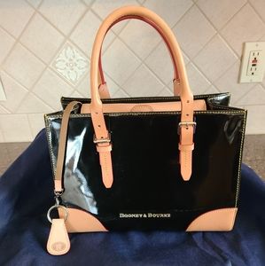 DOONEY AND BOURKE BLACK PATENT SATCHEL